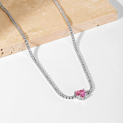 [AURORA]2.0 Carat Sparkling Tennis Heart Cut Necklace