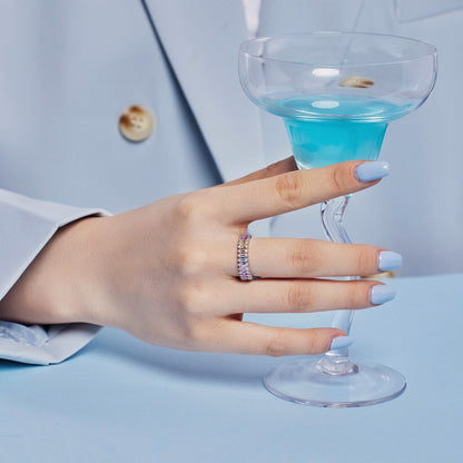 [AURORA]Splashy Ornate Emerald Cut Cocktail Ring