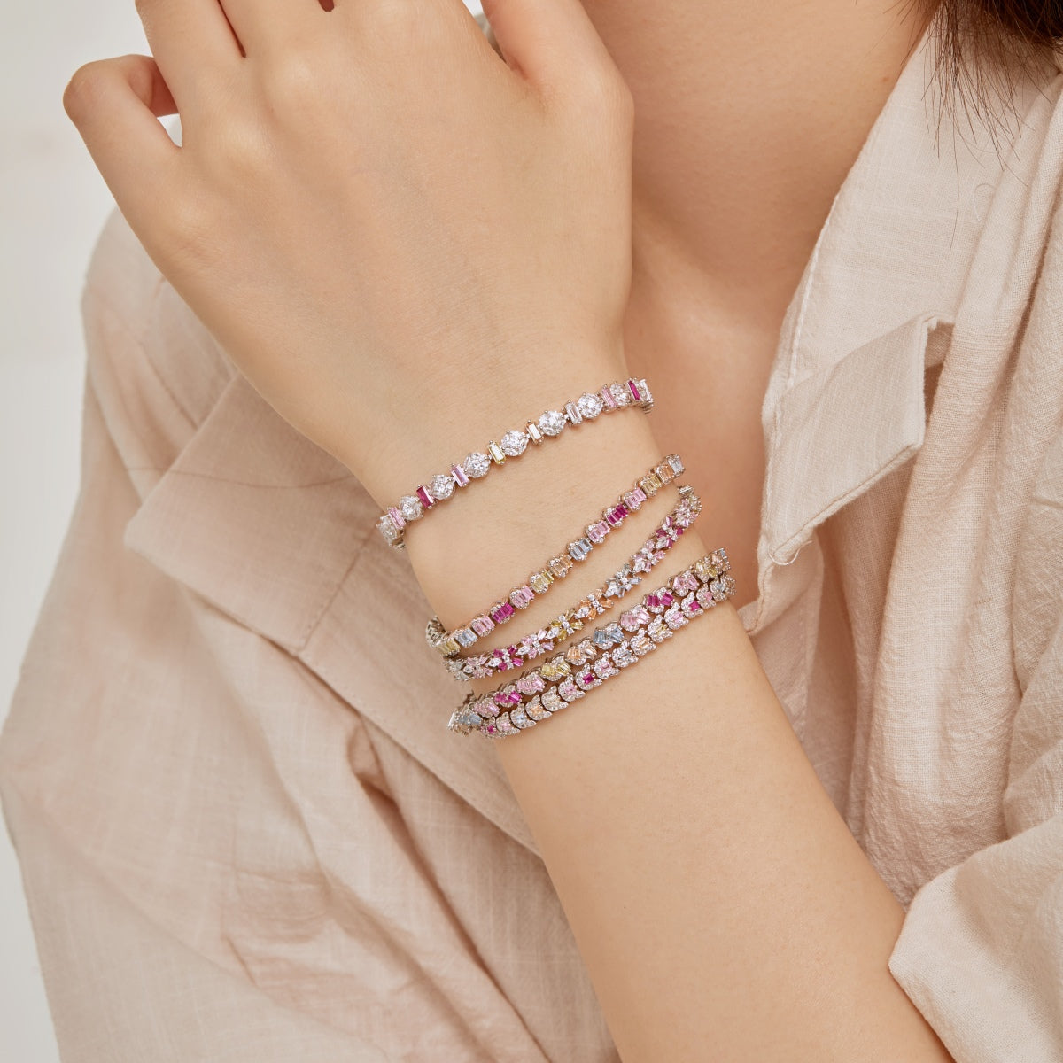 [AURORA]Ornate Colorful Flower Shape Party Bracelet
