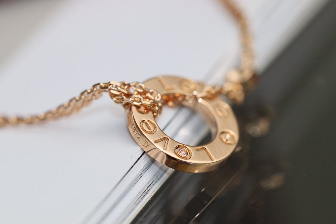 [AURORA]LIEBE HALSKETTE VERSTELLBAR ROSÉGOLD 2 DIAMANTEN 