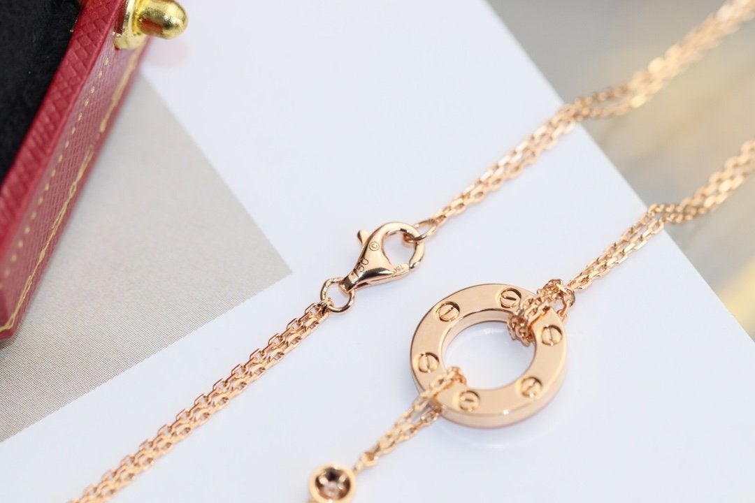 [AURORA]LIEBE HALSKETTE VERSTELLBAR ROSÉGOLD 2 DIAMANTEN 