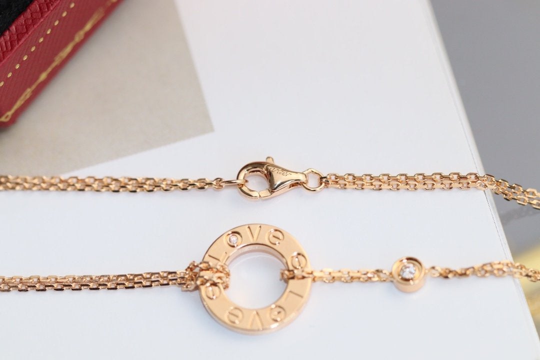 [AURORA]LIEBE HALSKETTE VERSTELLBAR ROSÉGOLD 2 DIAMANTEN 
