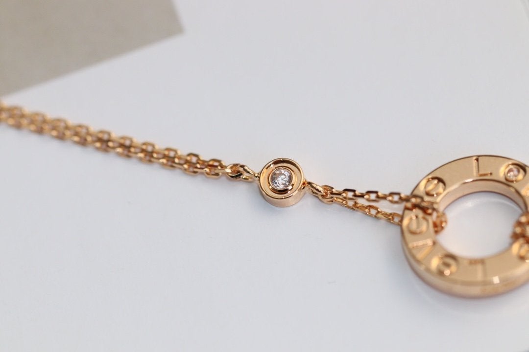 [AURORA]LIEBE HALSKETTE VERSTELLBAR ROSÉGOLD 2 DIAMANTEN 
