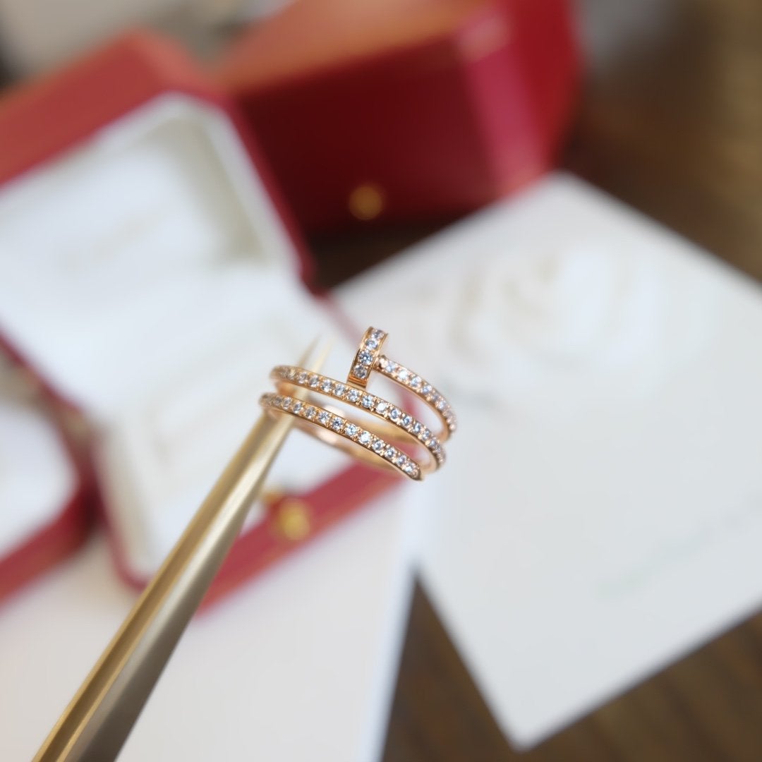 [AURORA]JUSTE リング 1.8mm ピンクゴールド ダブルロウ ダイヤモンド