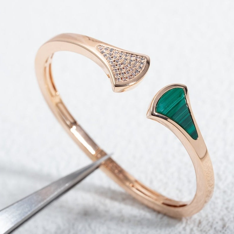 [AURORA]DREAM ARMBAND OFFEN MALACHIT ROTGOLD