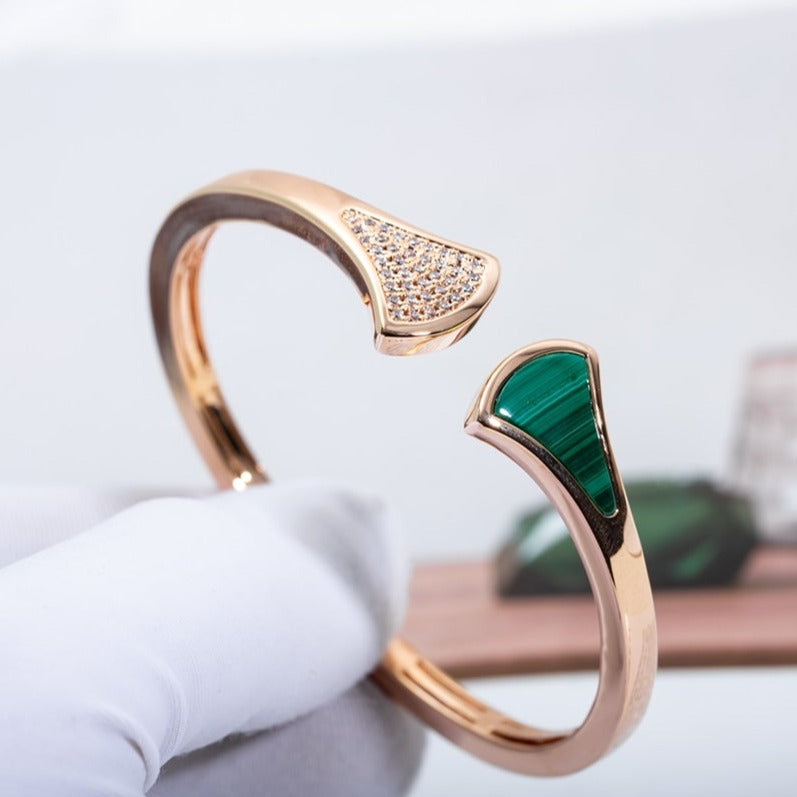 [AURORA]DREAM ARMBAND OFFEN MALACHIT ROTGOLD