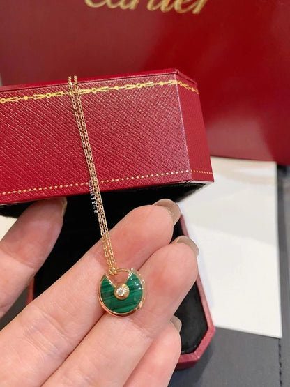 [AURORA]AMULETTE ROSE GOLD MALACHITE NECKLACE