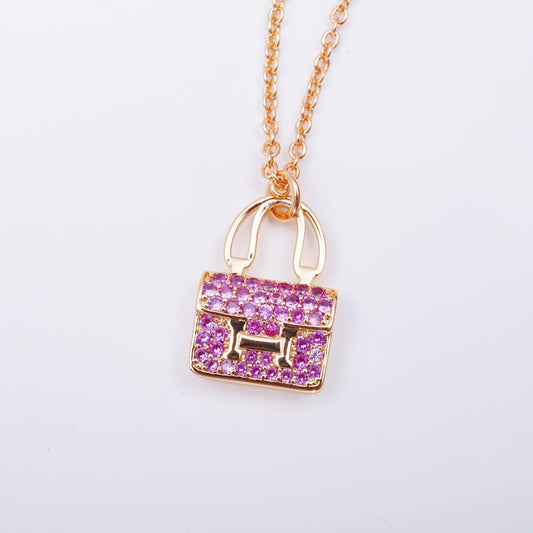 [AURORA]CONSTANCE ANHÄNGER LILA DIAMANT HALSKETTE