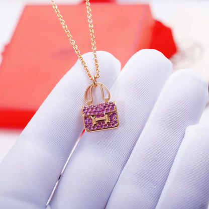 [AURORA]CONSTANCE ANHÄNGER LILA DIAMANT HALSKETTE