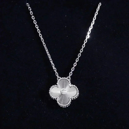 [basloveJW]CLOVER 15MM DIAMANT LASER HALSKETTE SILBER
