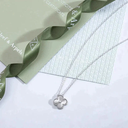 [basloveJW]CLOVER 15MM DIAMANT LASER HALSKETTE SILBER