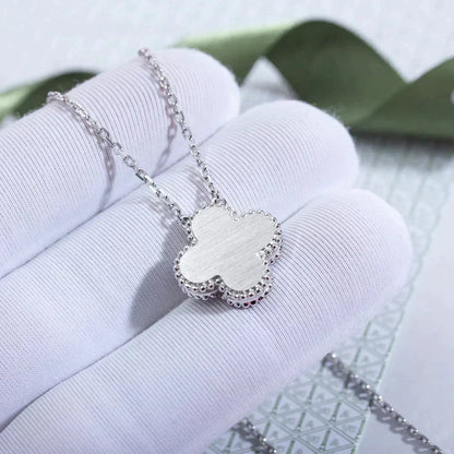 [basloveJW]CLOVER 15MM DIAMANT LASER HALSKETTE SILBER