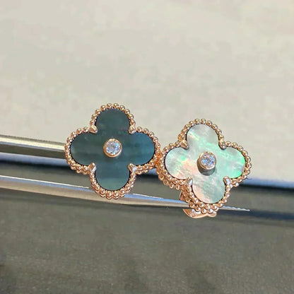 [basloveJW]CLOVER MEDIUM 1 MOTIFS GRAU MOP DIAMANT OHRRINGE