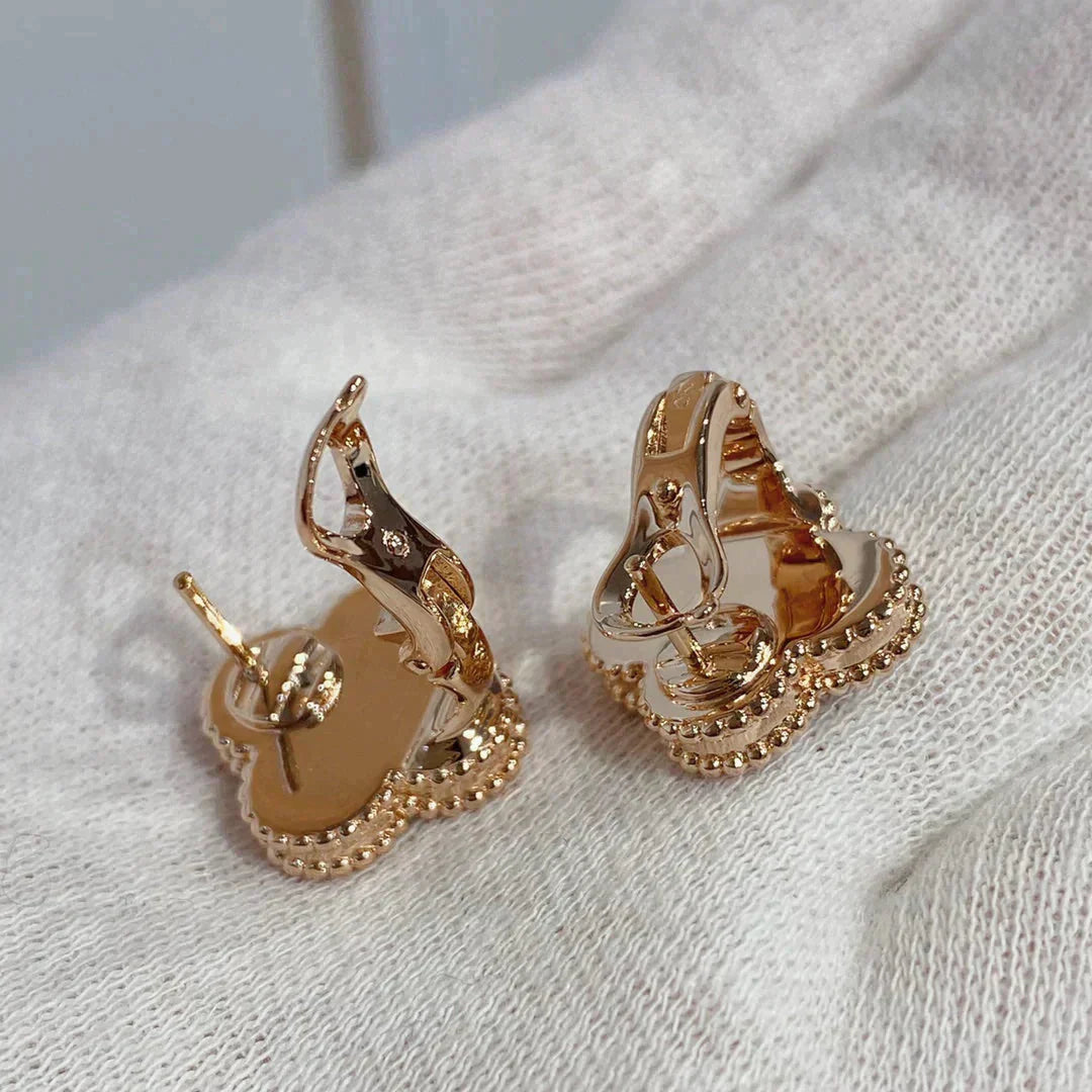 [AURORA]CLOVER MEDIUM 1 MOTIFS CARNELIAN  DIAMOND earrings