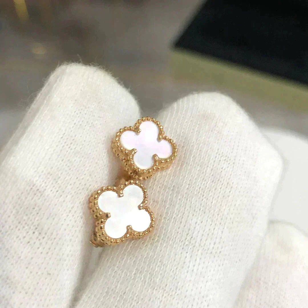 [basloveJW]CLOVER MINI 9,5MM WEISSE MOP-OHRRINGE