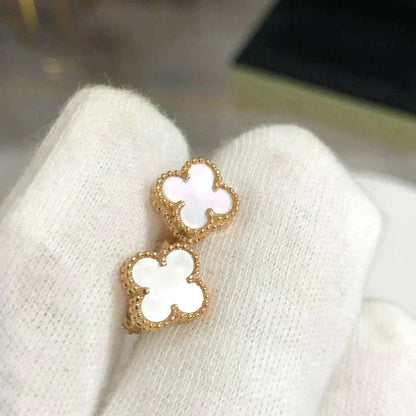 [basloveJW]CLOVER MINI 9,5MM WEISSE MOP-OHRRINGE