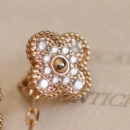[basloveJW]CLOVER MEDIUM 1 MOTIFS VOLLE DIAMANT-OHRRINGE