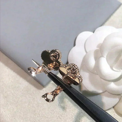 [basloveJW]CLOVER MEDIUM 1 MOTIFS PINK MOP DIAMOND OHRRINGE