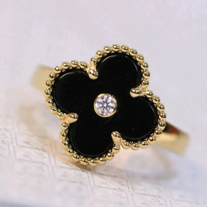 [basloveJW]CLOVER ONYX RING GOLD DIAMANT