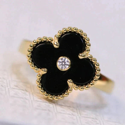 [basloveJW]CLOVER ONYX RING GOLD DIAMANT
