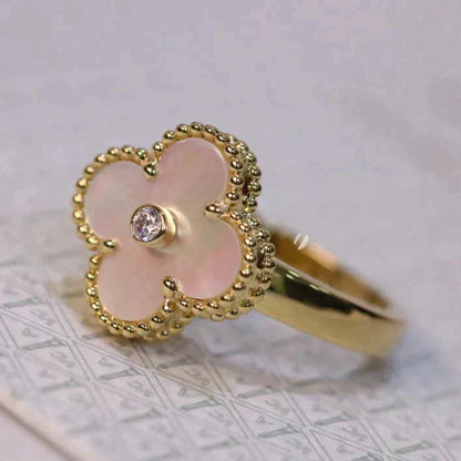 [basloveJW]CLOVER PINK MOP RING GOLD DIAMANT