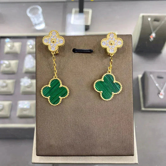 [basloveJW]CLOVER 2 MOTIFS DIAMOND OHRRINGE (MEHRFACHAUSWAHL)