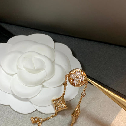 [AURORA]STAR AND SUN 4 MOTIFS GOLD DIAMONDS BRACELET