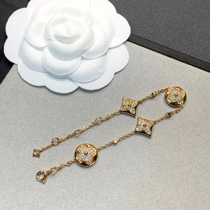 [AURORA]STAR AND SUN 4 MOTIFS GOLD DIAMONDS BRACELET