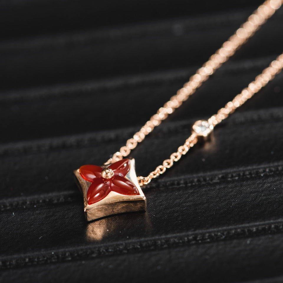 [AURORA]STERN HALSKETTE ROTGOLD 1 DIAMANT