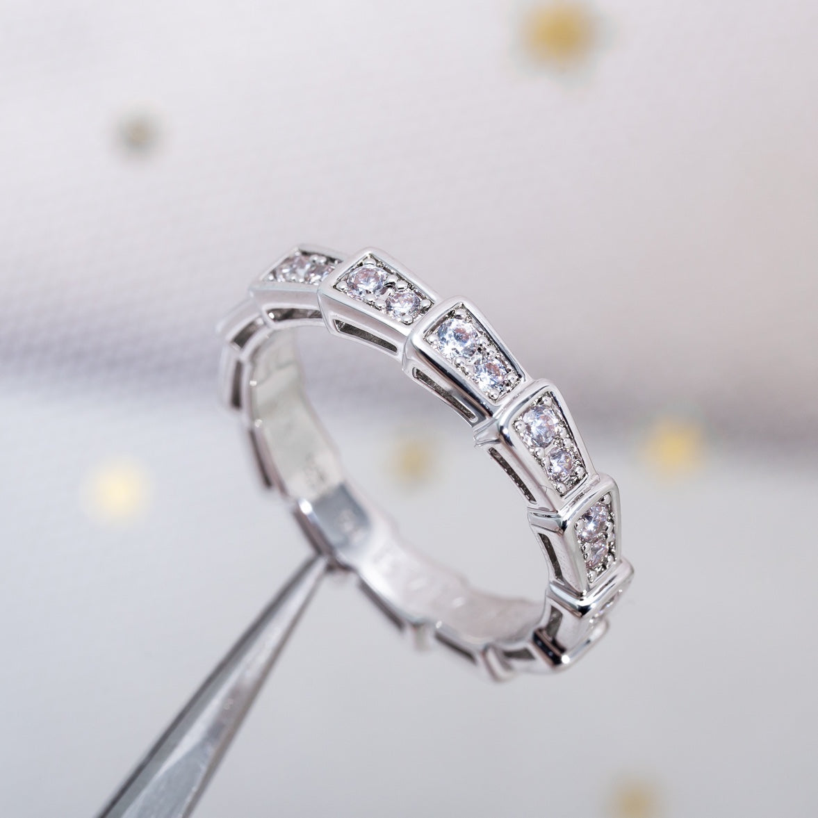 [AURORA]SERPENTI RING SILVER DIAMOND PAVED 3MM