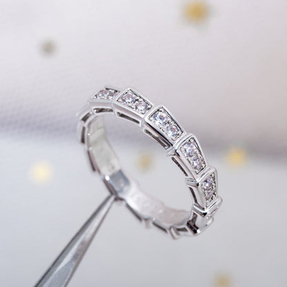 [AURORA]SERPENTI RING SILVER DIAMOND PAVED 3MM