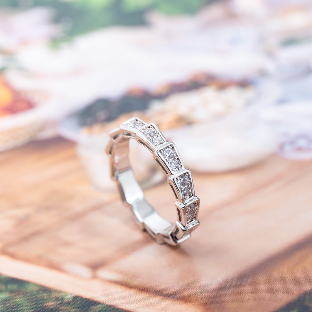 [AURORA]SERPENTI RING SILVER DIAMOND PAVED 3MM