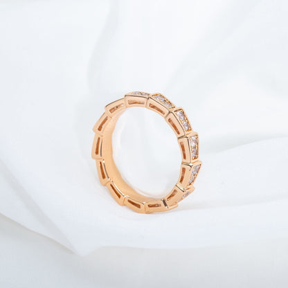 [AURORA]SERPENTI RING PINK GOLD DIAMOND PAVED 3MM