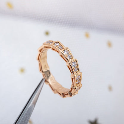 [AURORA]SERPENTI RING PINK GOLD DIAMOND PAVED 3MM