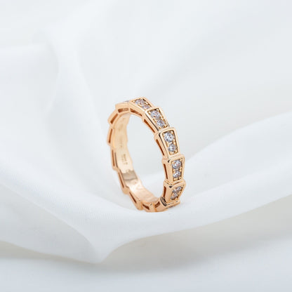 [AURORA]SERPENTI RING PINK GOLD DIAMOND PAVED 3MM