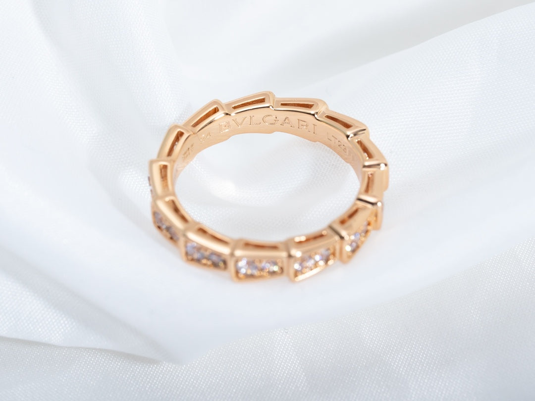 [AURORA]SERPENTI RING PINK GOLD DIAMOND PAVED 3MM
