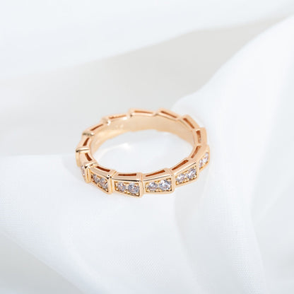 [AURORA]SERPENTI RING PINK GOLD DIAMOND PAVED 3MM
