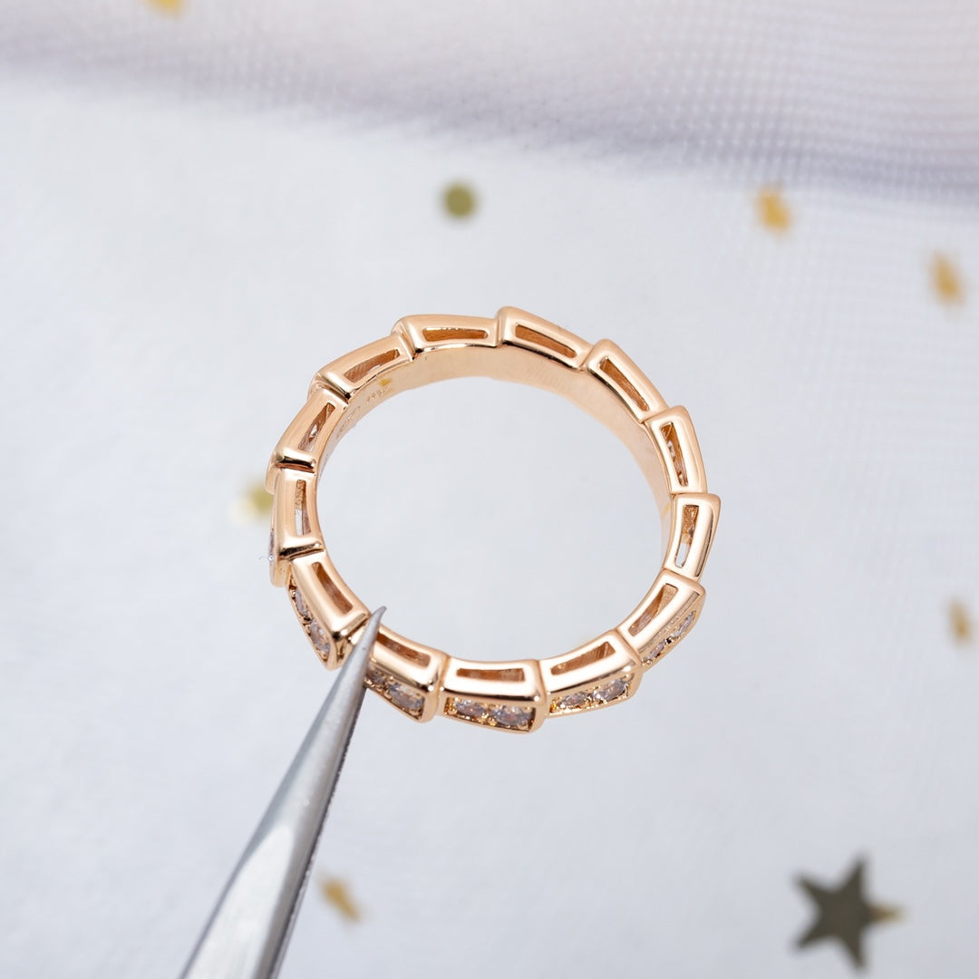 [AURORA]SERPENTI RING PINK GOLD DIAMOND PAVED 3MM