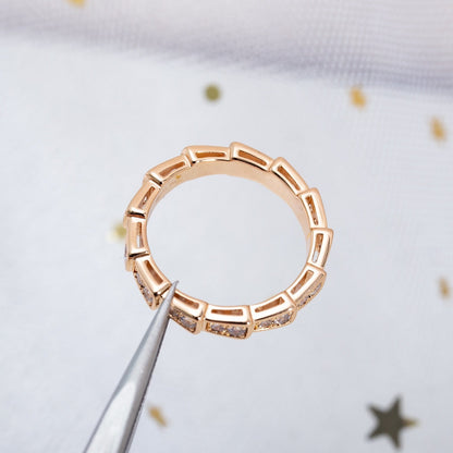 [AURORA]SERPENTI RING PINK GOLD DIAMOND PAVED 3MM