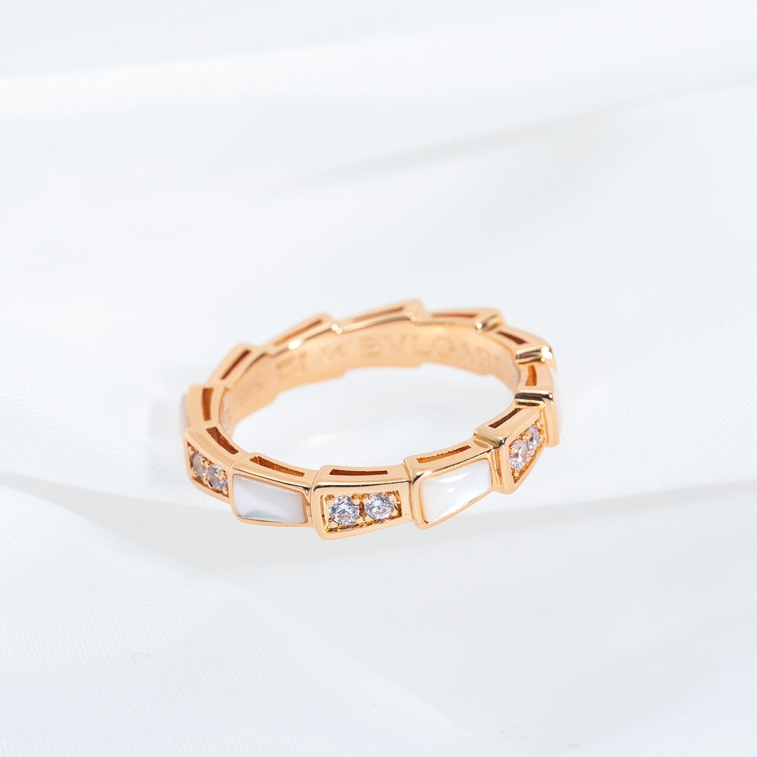 [AURORA]SERPENTI RING PINK GOLD DIAMOND MOP 3MM