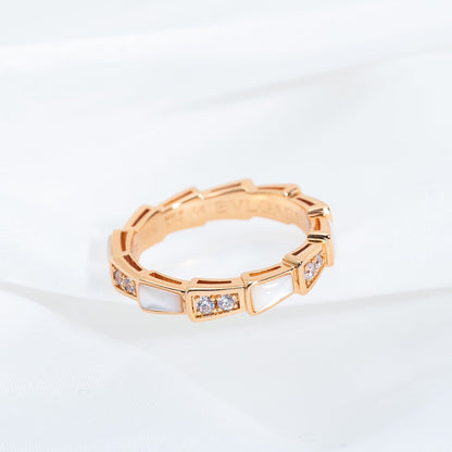 [AURORA]SERPENTI RING PINK GOLD DIAMOND MOP 3MM
