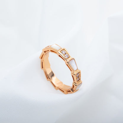 [AURORA]SERPENTI RING PINK GOLD DIAMOND MOP 3MM