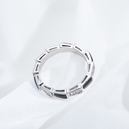 [AURORA]SERPENTI RING SILVER  DIAMOND BLACK MOP 3MM