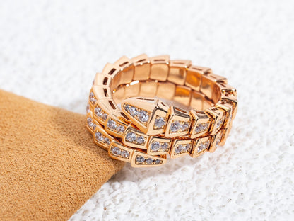 [AURORA]SERPENTI RING PINK GOLD DIAMOND DOUBLE ROW