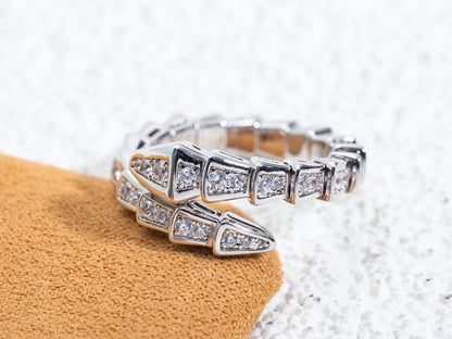 [AURORA]SERPENTI RING SILVER DIAMOND PAVED 4MM
