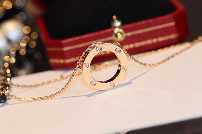 [AURORA]LOVE HALSKETTE 16MM 6 DIAMANTEN ROTGOLD