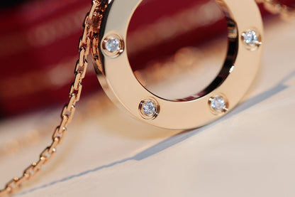 [AURORA]LOVE HALSKETTE 16MM 6 DIAMANTEN ROTGOLD