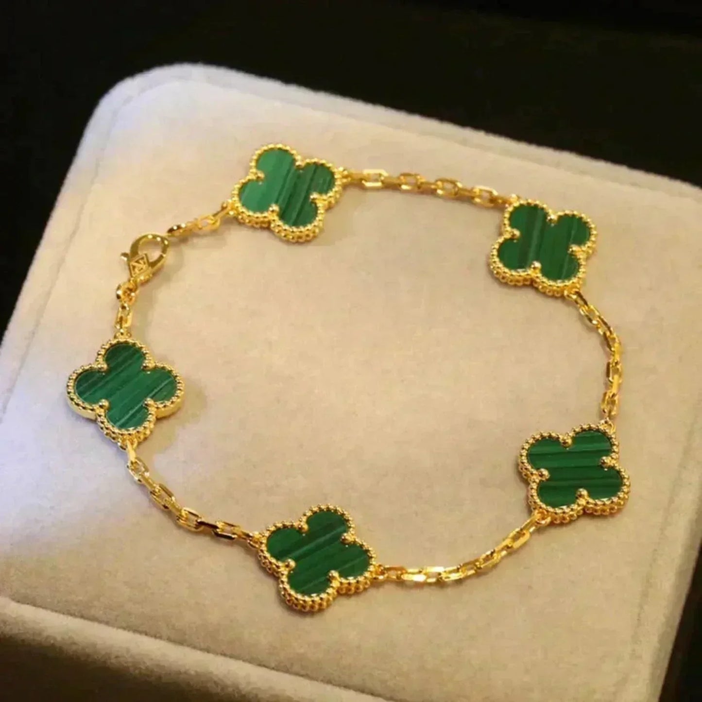 [basloveJW]CLOVER 5 MOTIFS MALACHIT ARMBAND 