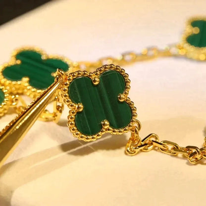 [basloveJW]CLOVER 5 MOTIFS MALACHIT ARMBAND 