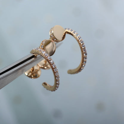 [AURORA]JUSTE EARRINGS 12.75MM PINK GOLD DIAMOND
